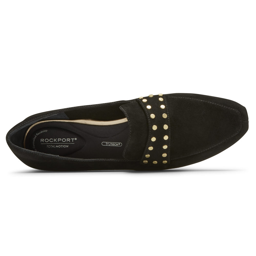 Rockport Loafers For Womens Black - Total Motion Laylani Studded - JL7318026